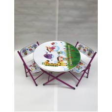 Masa cu scaune pliabile pentru copii,model roz cu girafa