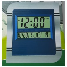 Ceas cu termometru,clendar,alarma,fixare masa sau perete,27 cm,albastru