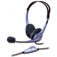 Casti genius hs-04s  cu fir standard utilizare multimedia microfon pe brat conectare prin jack 3.5 mm negru / argintiu 