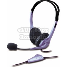 Casti genius hs-04s  cu fir standard utilizare multimedia microfon pe brat conectare prin jack 3.5 mm x 2 negru 