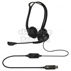 Casti logitech pc 960  cu fir standard utilizare multimedia call center microfon pe brat conectare prin usb 2.0 negru 