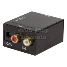 Convertor audio logilink intrare: 2 x rca iesire: 1 x toslink 1 x coaxial 48khz alimentator extern 5v / 1a black
