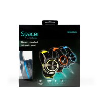 Casti spacer cu fir standard utilizare multimedia microfon pe fir pliabile banda ajustabila conectare prin jack 3.5 mm x 2 rosu& negru sphs-pearl-rd 