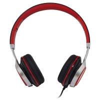 Casti spacer cu fir standard utilizare multimedia microfon pe fir pliabile banda ajustabila conectare prin jack 3.5 mm x 2 rosu& negru sphs-silver 