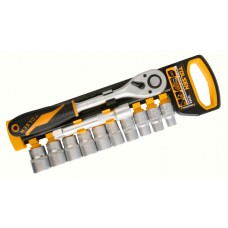 Set de 12 chei tubulare de 1/2 cu maner cu clichet Cr-V In