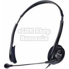Casti genius hs-200c  cu fir standard utilizare multimedia microfon pe brat conectare prin jack 3.5 mm negru 