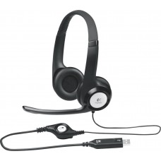 Casti logitech h390  cu fir standard utilizare multimedia call center microfon pe brat conectare prin usb 2.0 negru 