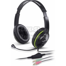 Casti genius hs-400a  cu fir standard utilizare multimedia microfon pe brat conectare prin jack 3.5 mm x 2 negru 