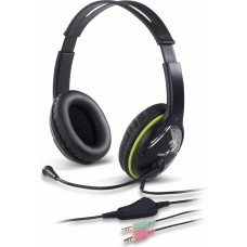 Casti genius hs-400a  cu fir standard utilizare multimedia microfon pe brat conectare prin jack 3.5 mm x 2 negru 