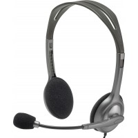 Casti logitech h111  cu fir standard utilizare multimedia call center microfon pe brat conectare prin jack 3.5 mm negru 