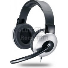 Casti genius hs-05a  cu fir gaming utilizare multimedia microfon pe brat conectare prin jack 3.5 mm x 2 negru / argintiu 