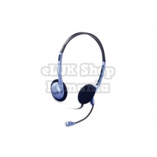 Casti genius hs-02b  cu fir standard utilizare multimedia microfon pe brat conectare prin jack 3.5 mm x 2 albastru 
