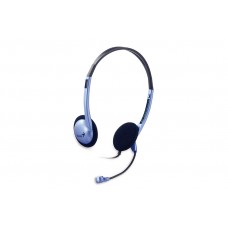 Casti genius hs-02b  cu fir standard utilizare multimedia microfon pe brat conectare prin jack 3.5 mm x 2 albastru 